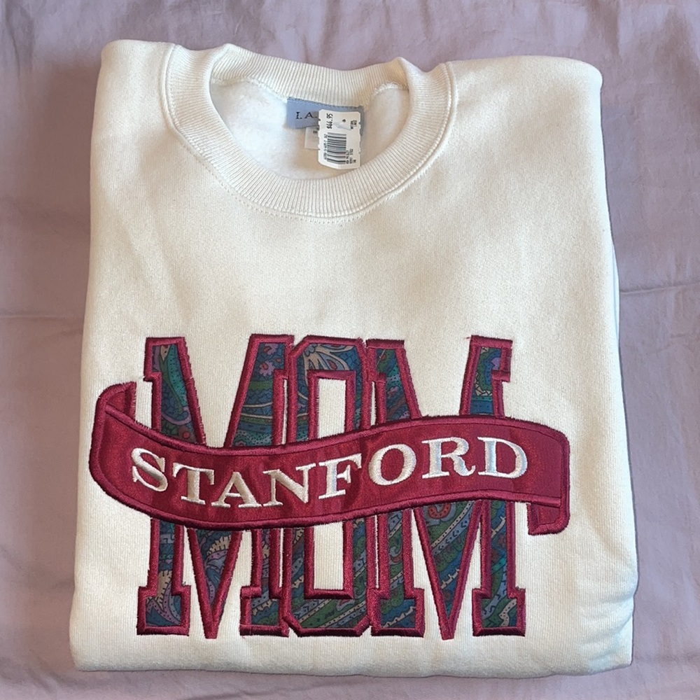 Vintage 1980s 1990s I.A. BEDFORD 'Stanford Mom' sweatshirt, size Large NWT